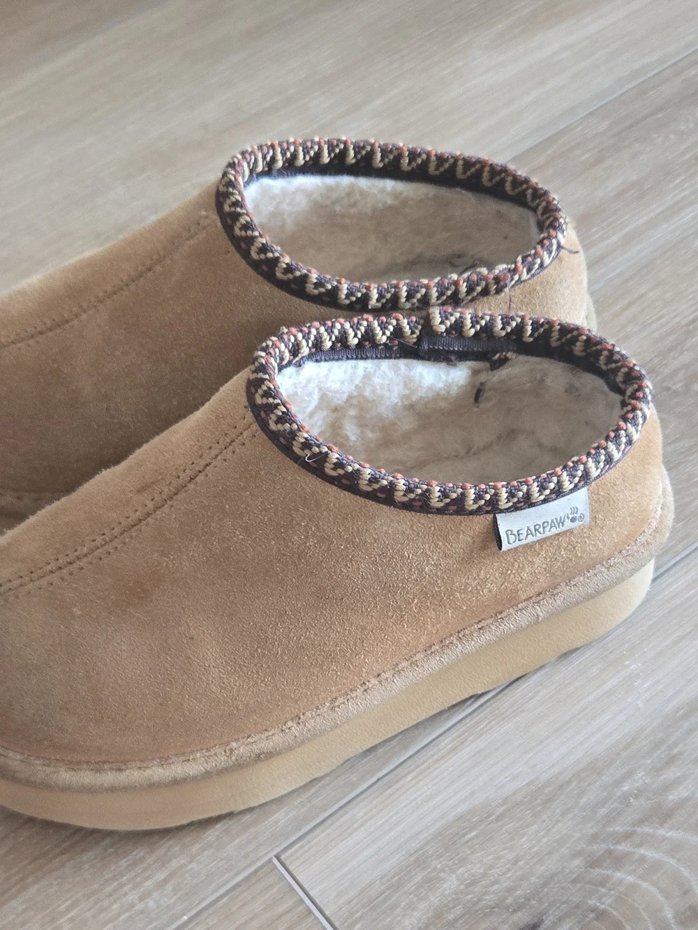 Bearpaw Kid’s Tan Suede Slip-On Clog